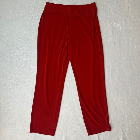 Susan Graver Pants - Susan Graver Liquid Knit Red Pull-On Straight Leg Pants Size M Travel Workwear